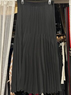 Max Studio Black Pleated A-Line Maxi Skirt